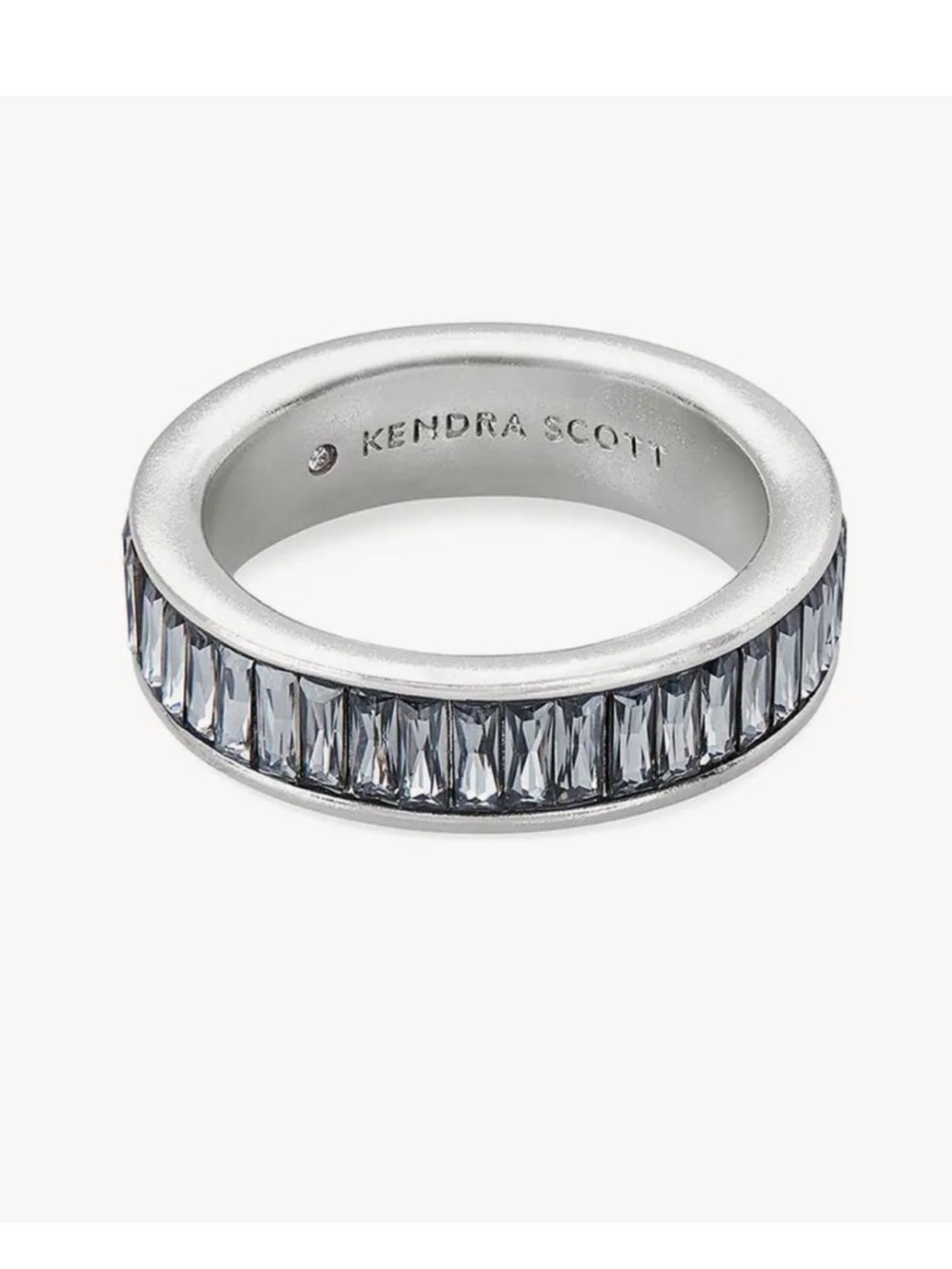 Kendra Scott Silver Tone Clear Crystal Jack Band Ring